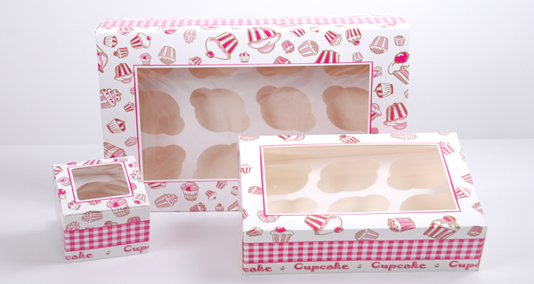 Goed gevoel Magnetisch Verleiding CUPD1717080R4 Cupcake doos met venster - 170x170x80 mm cupcakes roze - doos  100 stuks - 4 vaks interieur | Goedkope verpakkingen | Boxes in Stock